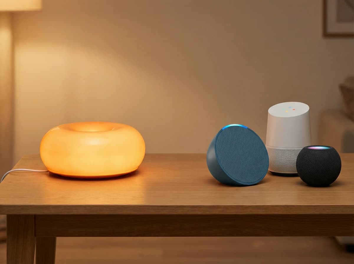 Person using voice control to adjust the lamp